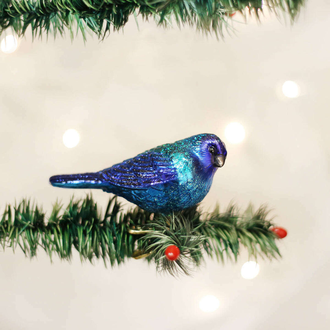 Old World Christmas Indigo Bunting Blown Glass Ornament