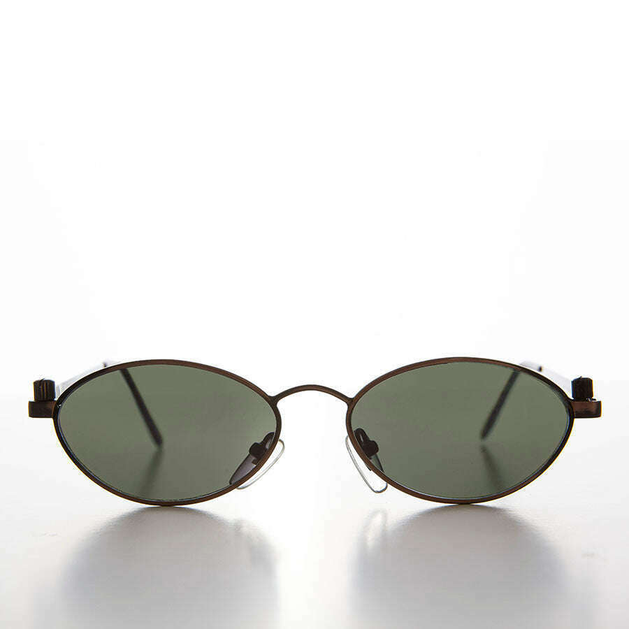Industrial Metal Frame Oval 90s Steampunk Sunglass - Erin 1