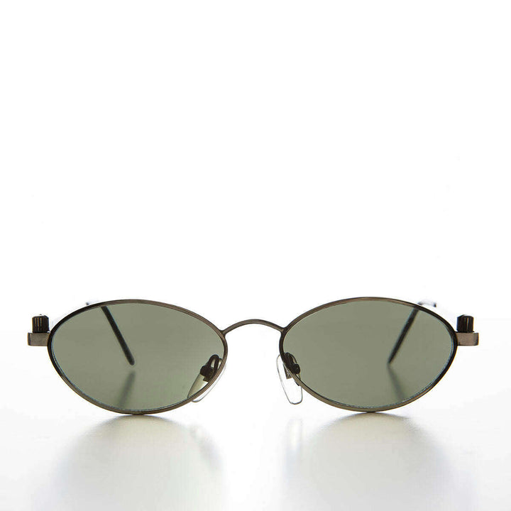 Industrial Metal Frame Oval 90s Steampunk Sunglass - Erin 2