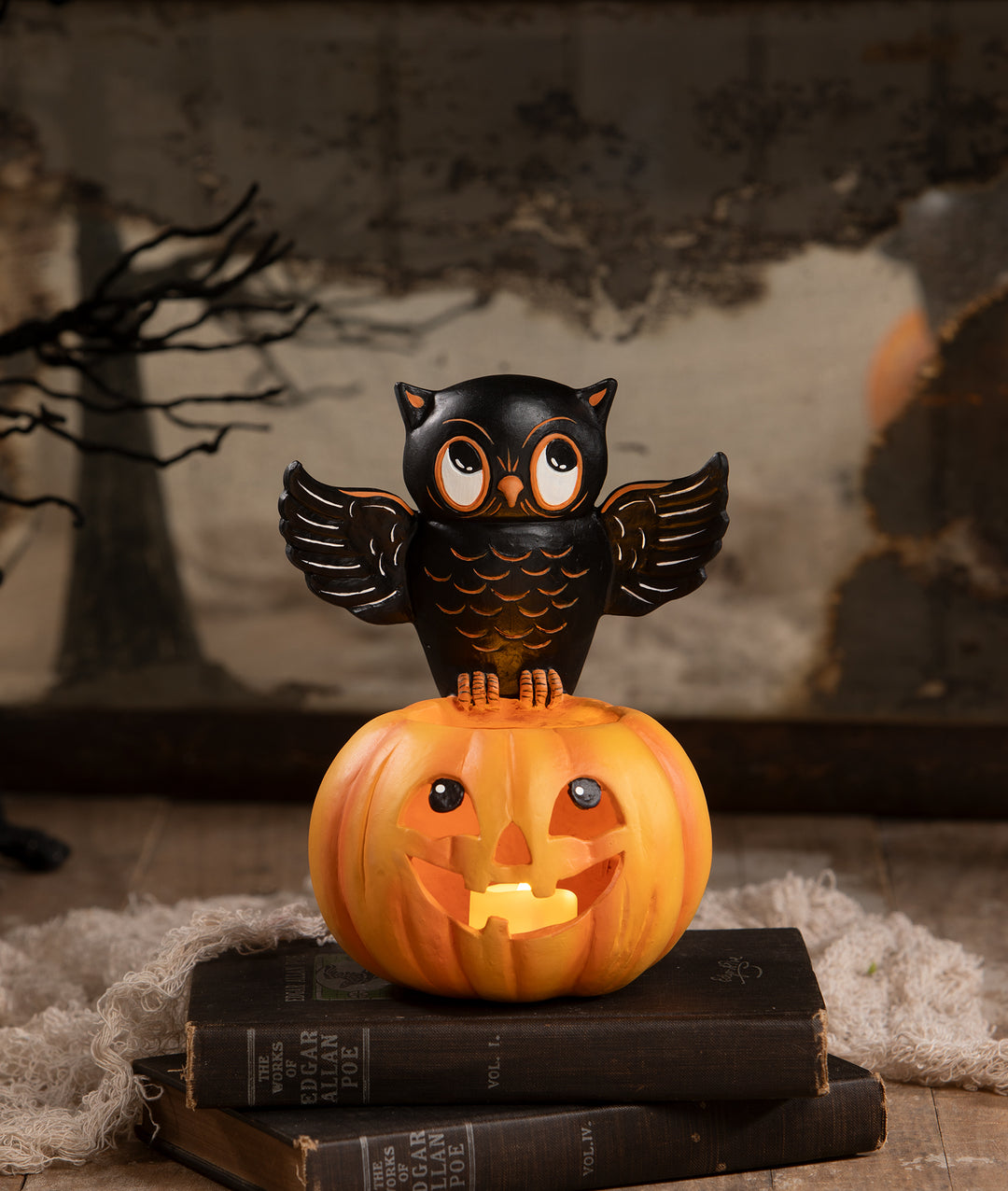 Owl on Jack O'Lantern by Bethany Lowe Designs, image 2