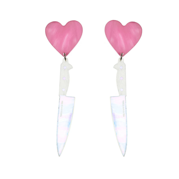 Last Chance! I Heart Knives Earrings - Chef's Knife Earrings in SWEET