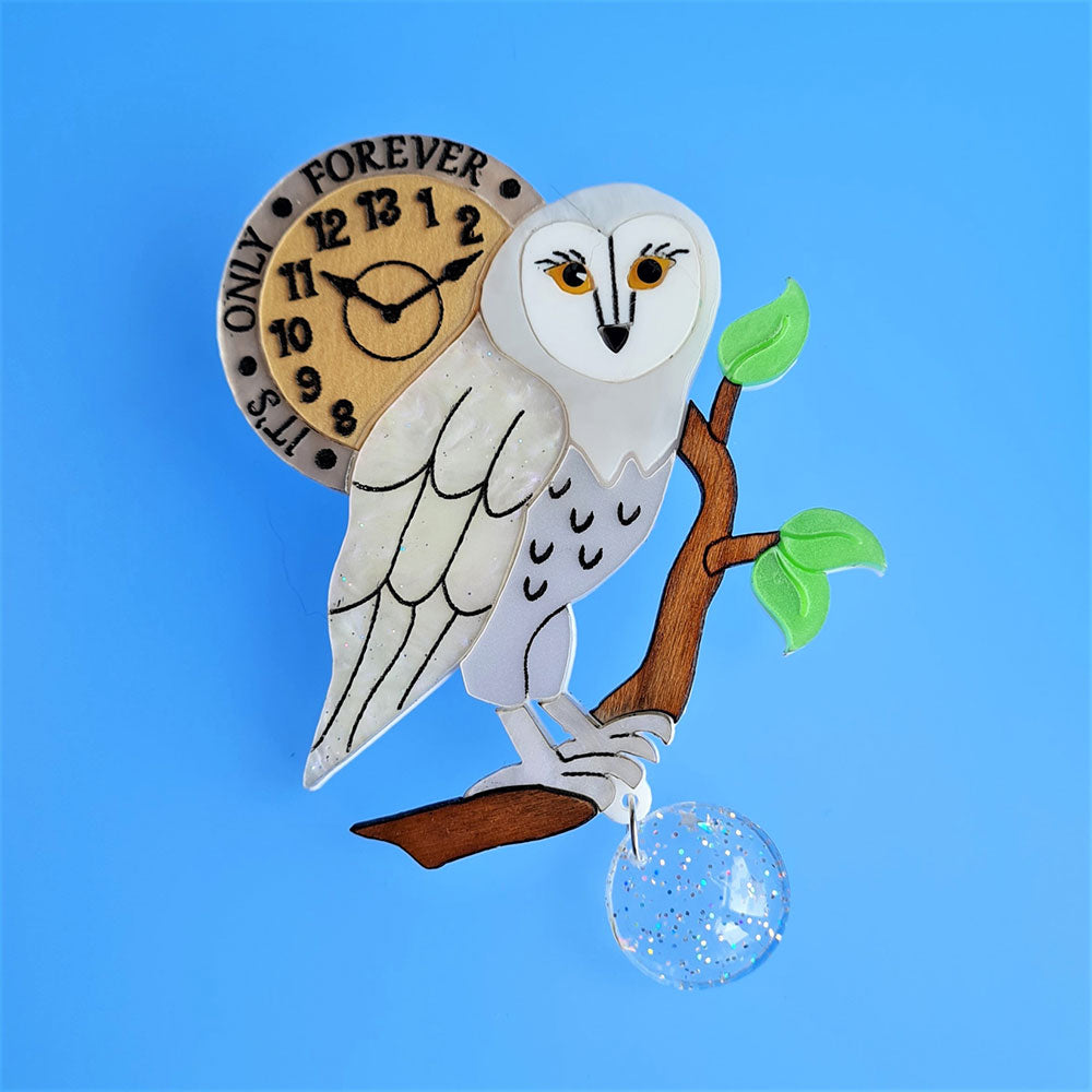 It's Only Forever White Barn Owl Brooch by Cherryloco Jewellery 5