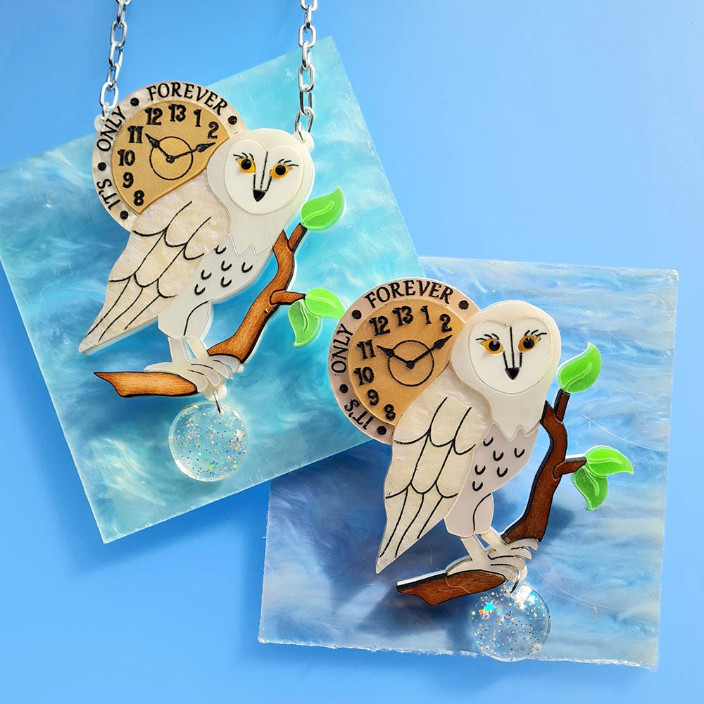 It's Only Forever White Barn Owl Brooch by Cherryloco Jewellery 2