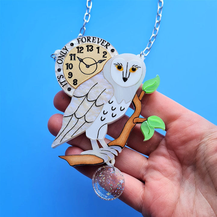It's Only Forever White Barn Owl Necklace by Cherryloco Jewellery 3
