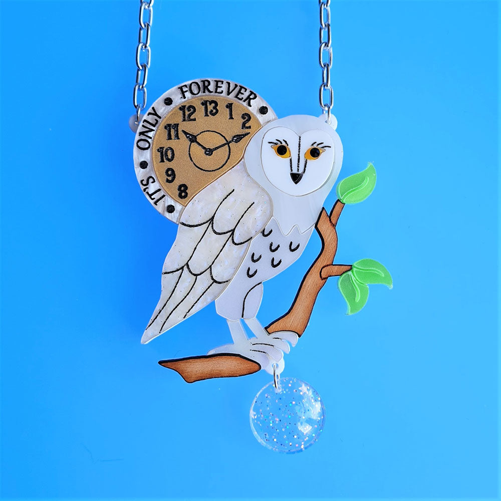 It's Only Forever White Barn Owl Necklace by Cherryloco Jewellery 4