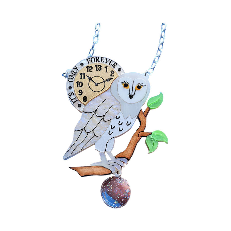 It's Only Forever White Barn Owl Necklace by Cherryloco Jewellery 1