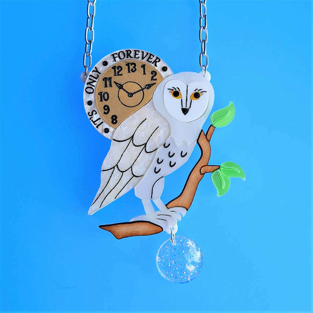 It's Only Forever White Barn Owl Necklace by Cherryloco Jewellery 4