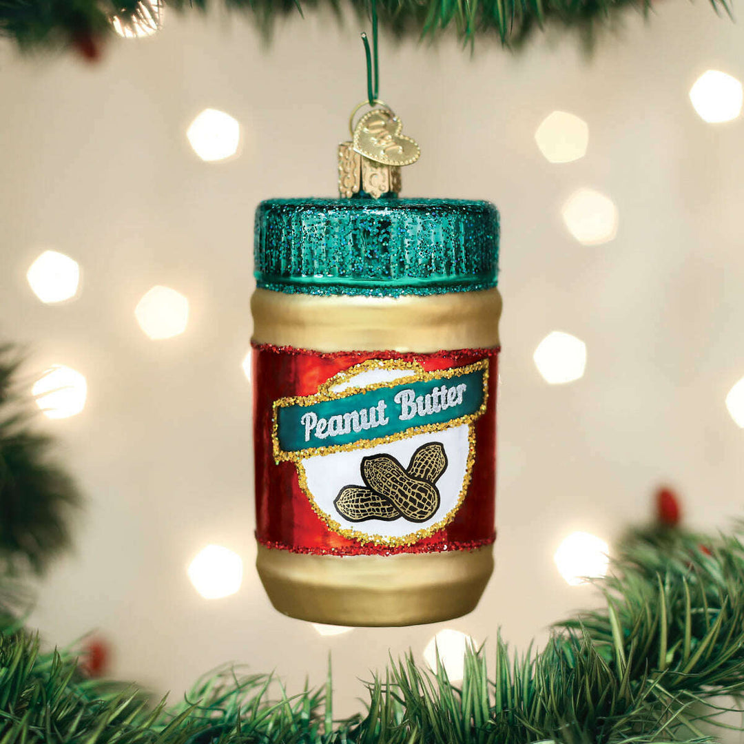 Old World Christmas Jar of Peanut Butter Blown Glass Ornament
