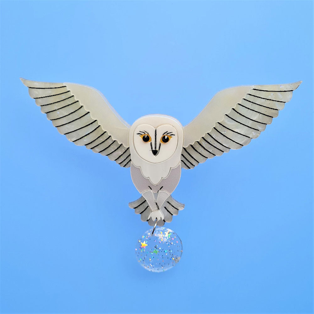 Jareth The White Barn Owl Brooch by Cherryloco Jewellery 2