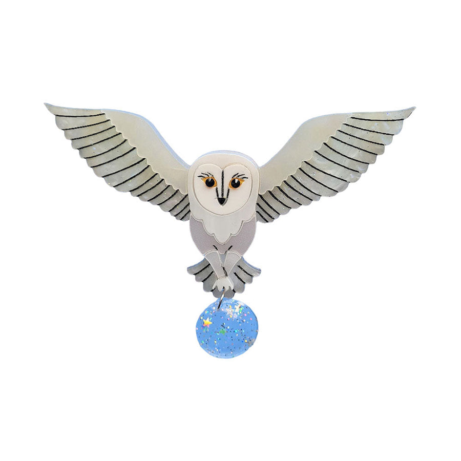Jareth The White Barn Owl Brooch by Cherryloco Jewellery 1