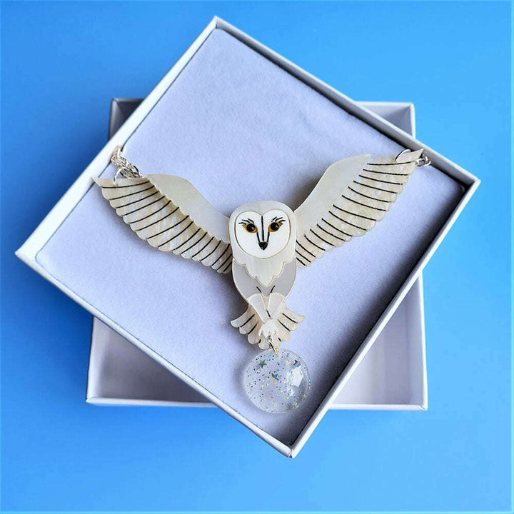 Jareth The White Barn Owl Brooch by Cherryloco Jewellery 3