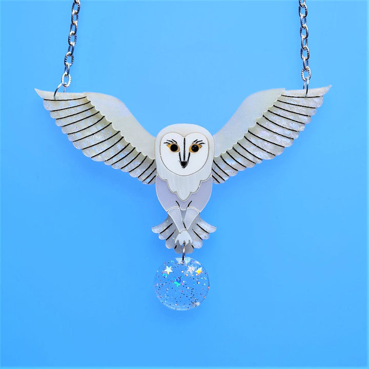Jareth The White Barn Owl Necklace by Cherryloco Jewellery 3