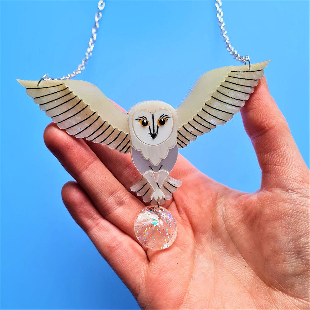 Jareth The White Barn Owl Necklace by Cherryloco Jewellery 4