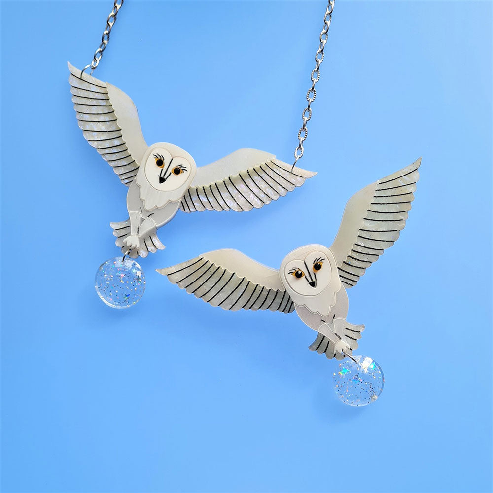 Jareth The White Barn Owl Necklace by Cherryloco Jewellery 2