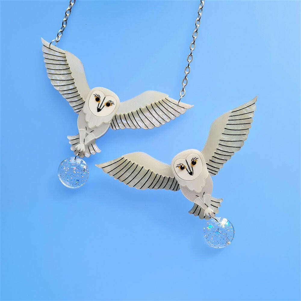 Jareth The White Barn Owl Necklace by Cherryloco Jewellery 2