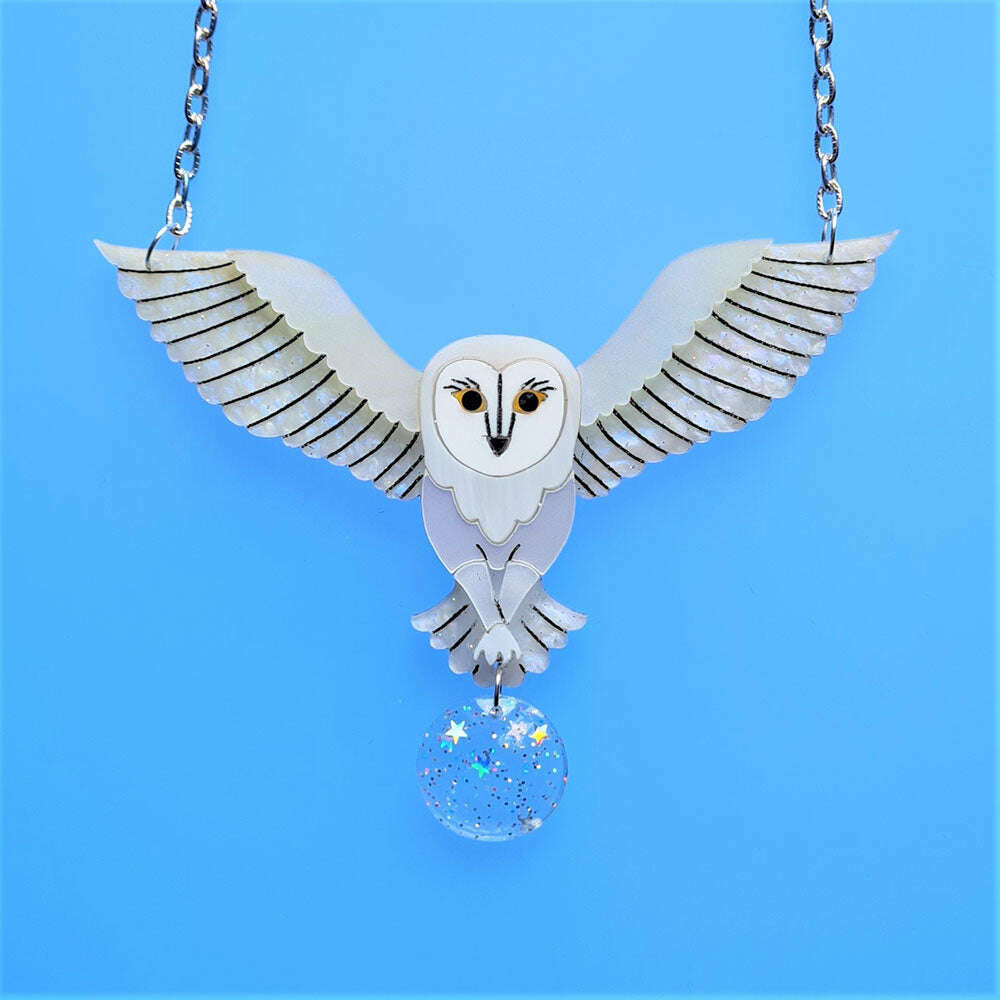 Jareth The White Barn Owl Necklace by Cherryloco Jewellery 3