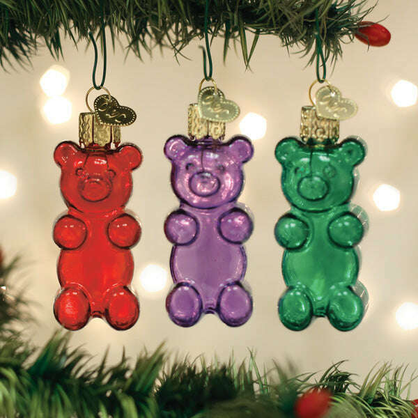 Old World Christmas Jelly Bear Blown Glass Ornament Set