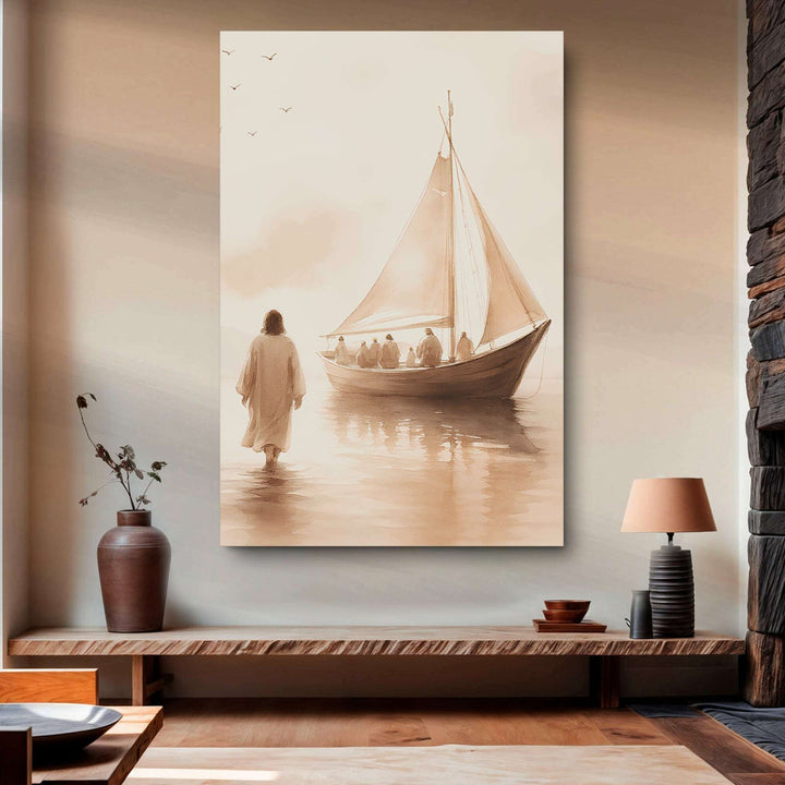 Jesus Christ Walking On Water Faith Wall Art VIII