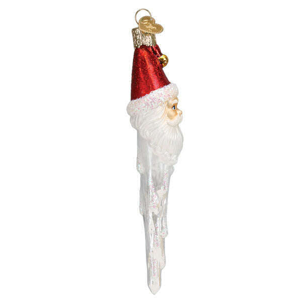 Old World Christmas Jingle Bell Santa Icicle Blown Glass Ornament