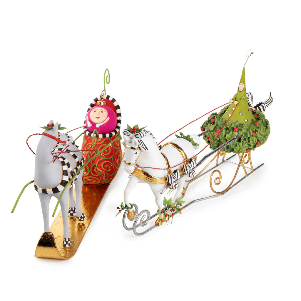 Jingle Bells Sleigh with Shoe Figure by Patience Brewster - Quirks!