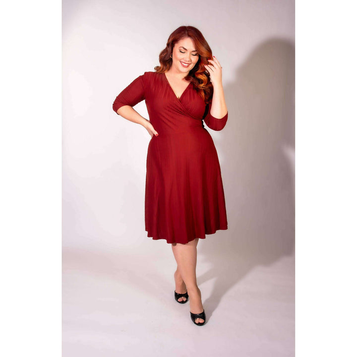Joanie Knit Dress 3/4 Sleeve - Brick Rib Knit