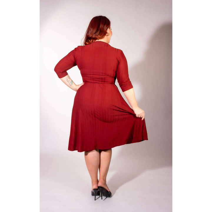 Joanie Knit Dress 3/4 Sleeve - Brick Rib Knit