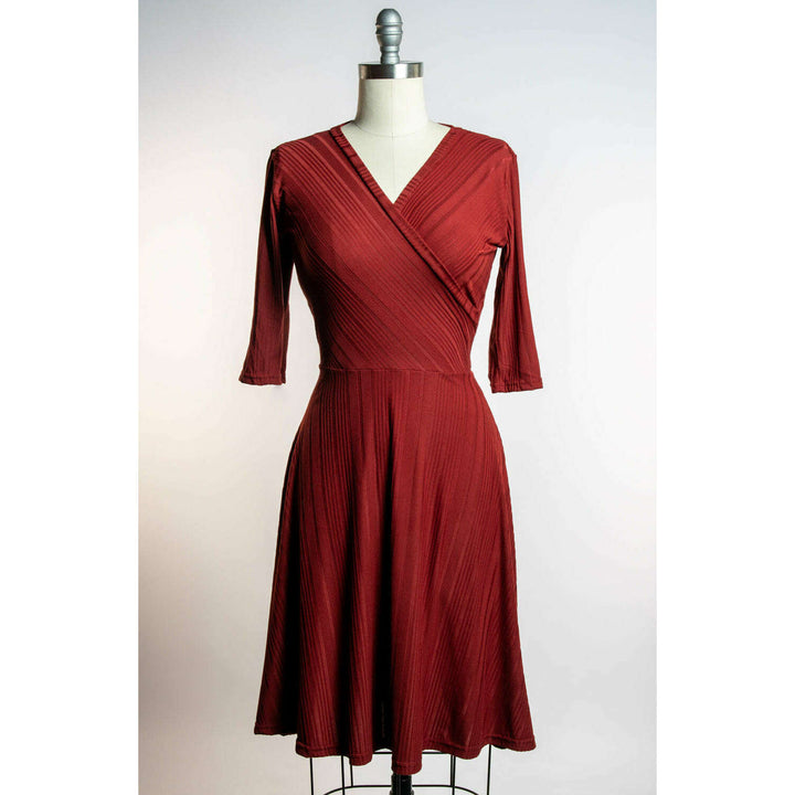 Joanie Knit Dress 3/4 Sleeve - Brick Rib Knit