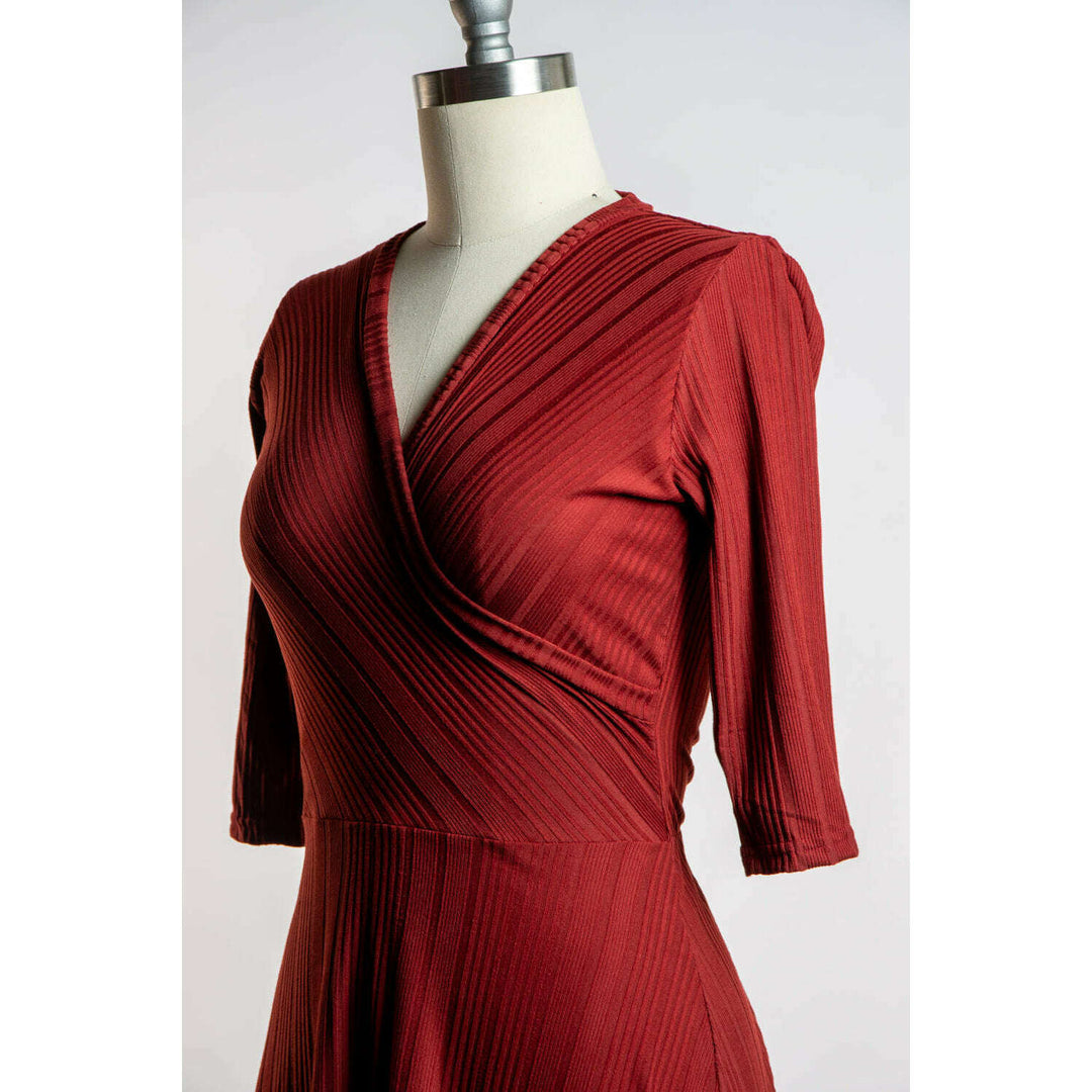 Joanie Knit Dress 3/4 Sleeve - Brick Rib Knit