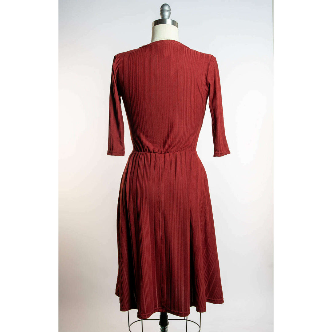 Joanie Knit Dress 3/4 Sleeve - Brick Rib Knit