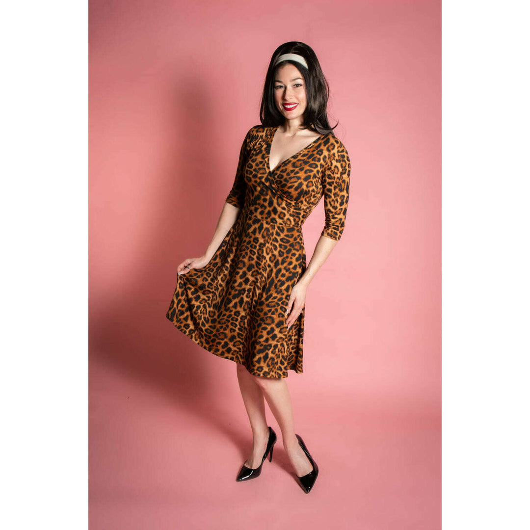 Joanie Knit Dress 3/4 Sleeve - Leopard Rib Knit *sale