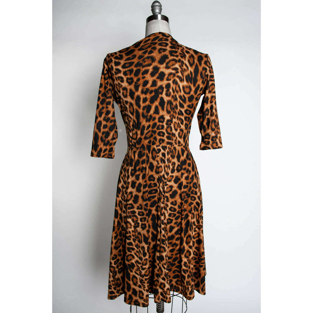 Joanie Knit Dress 3/4 Sleeve - Leopard Rib Knit *sale