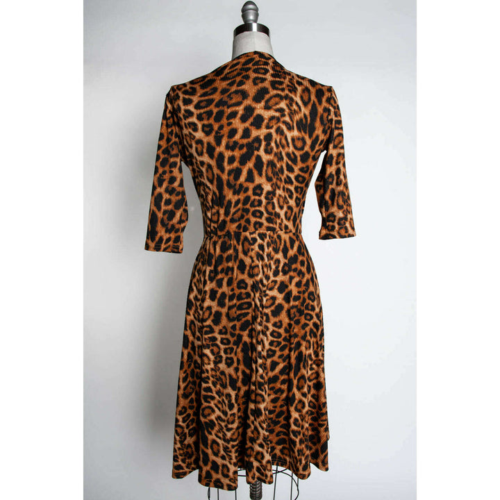 Joanie Knit Dress 3/4 Sleeve - Leopard Rib Knit *sale