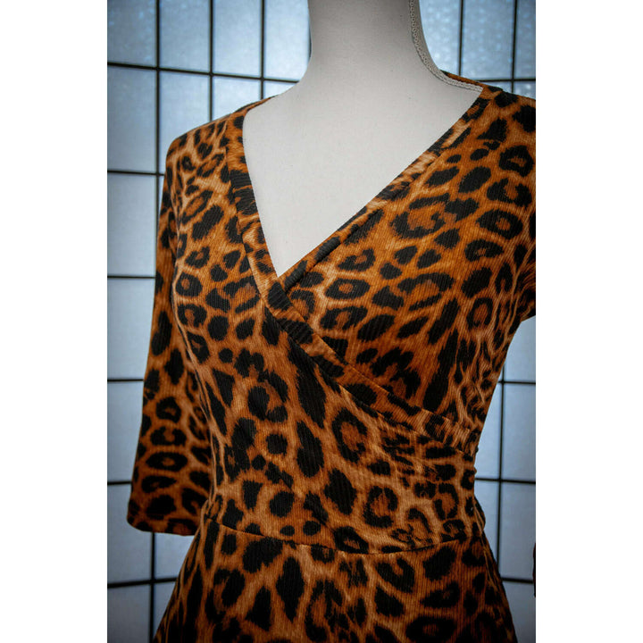 Joanie Knit Dress 3/4 Sleeve - Leopard Rib Knit *sale