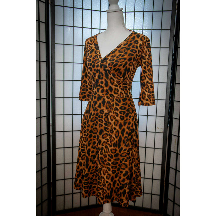 Joanie Knit Dress 3/4 Sleeve - Leopard Rib Knit *sale