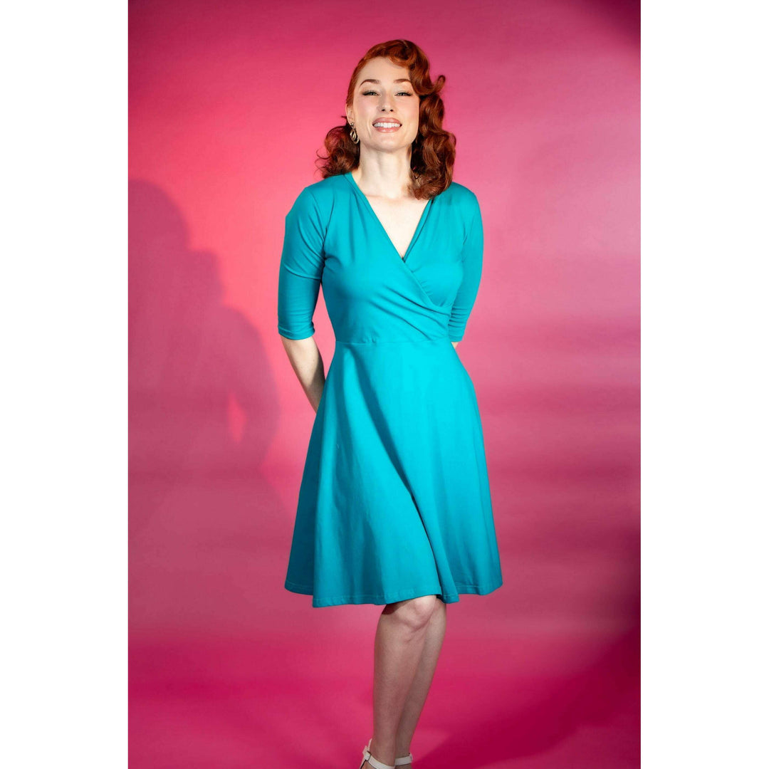 Joanie Knit Dress 3/4 Sleeve - Seabreeze