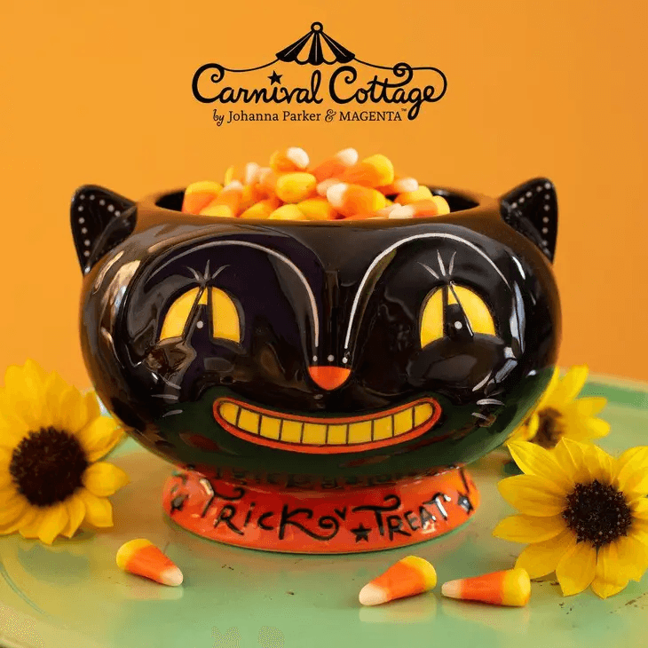 Johanna Parker Carnival Cottage Black Cat Candy Bowl - Quirks!