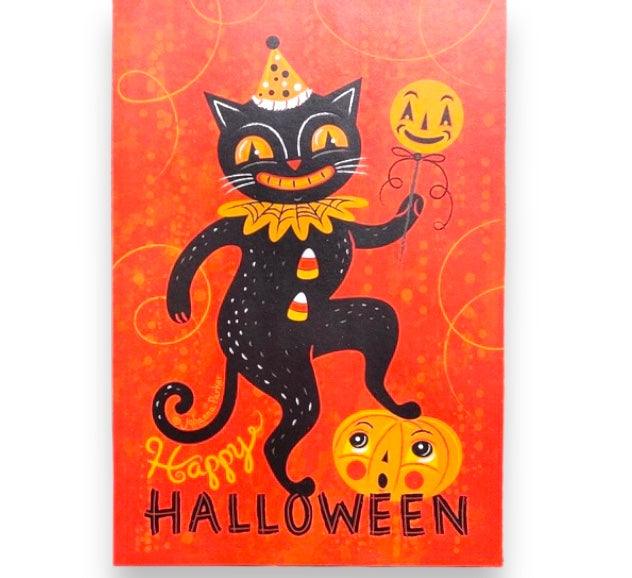 Johanna Parker Happy Halloween Cat Plaque Wood Cutout -10" - Quirks!
