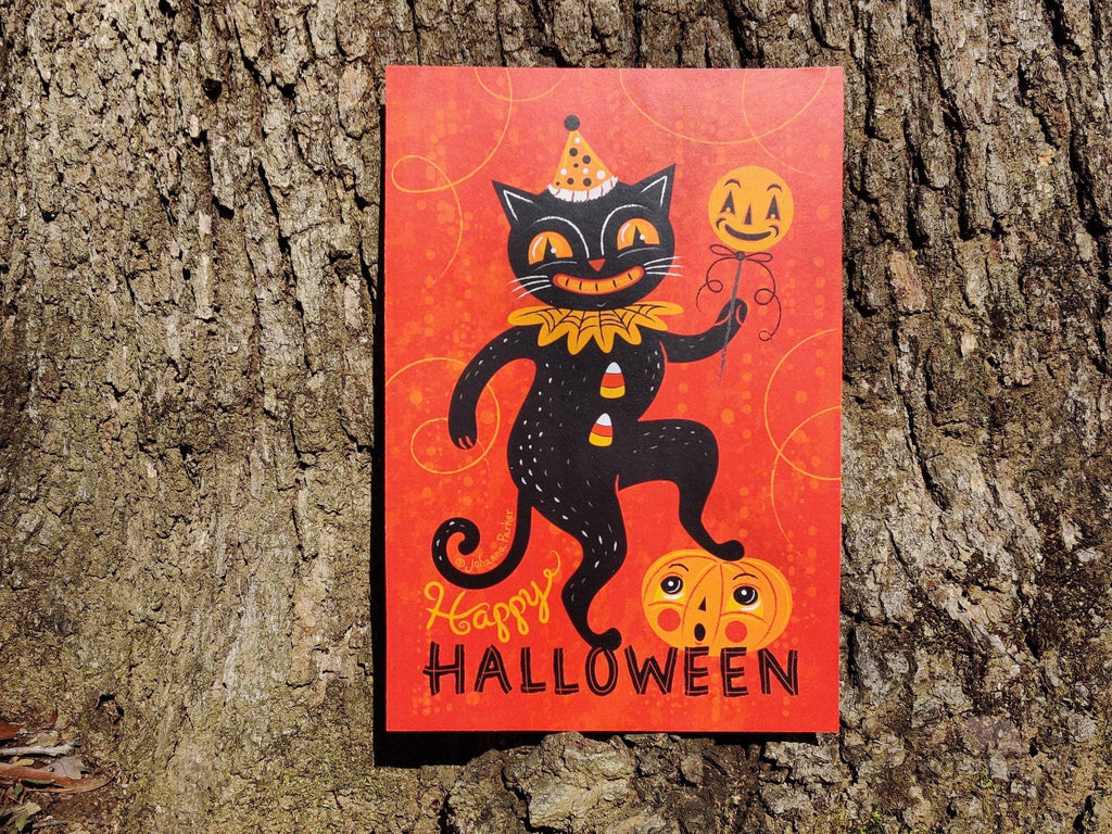 Johanna Parker Happy Halloween Cat Plaque Wood Cutout -10" - Quirks!
