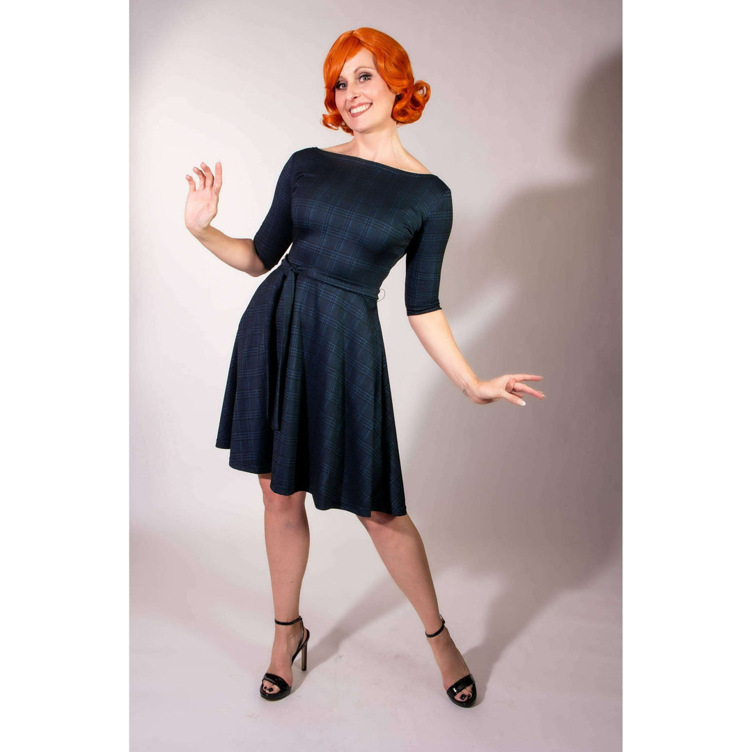 Josephina Dress- Black & Blue Plaid