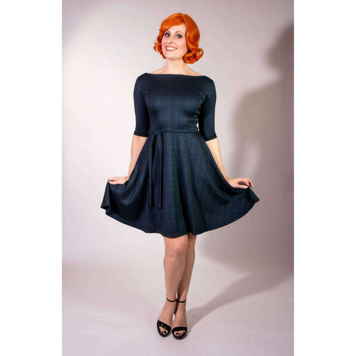 Josephina Dress- Black & Blue Plaid