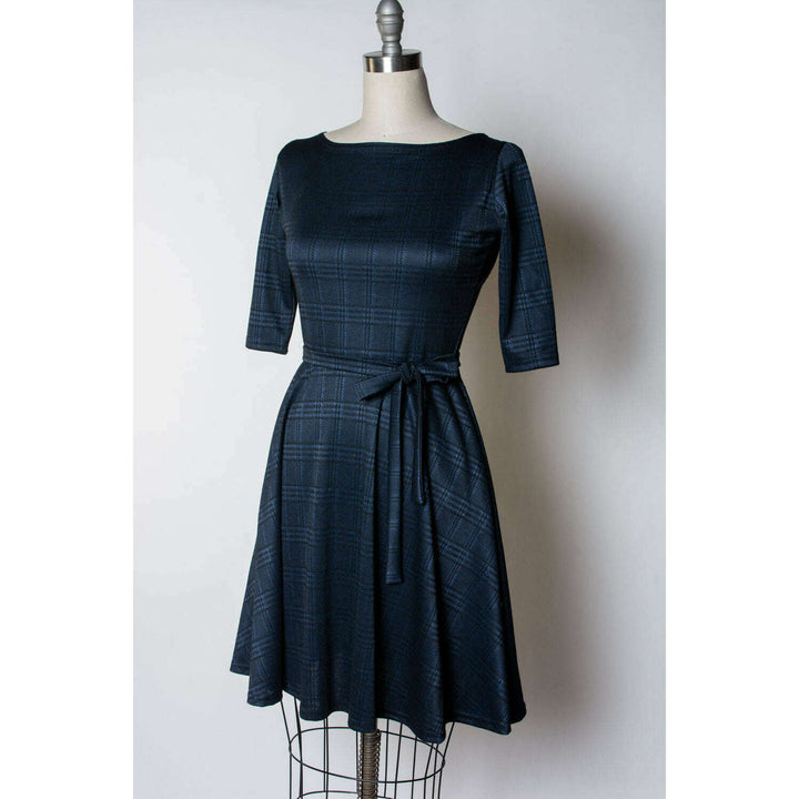 Josephina Dress- Black & Blue Plaid