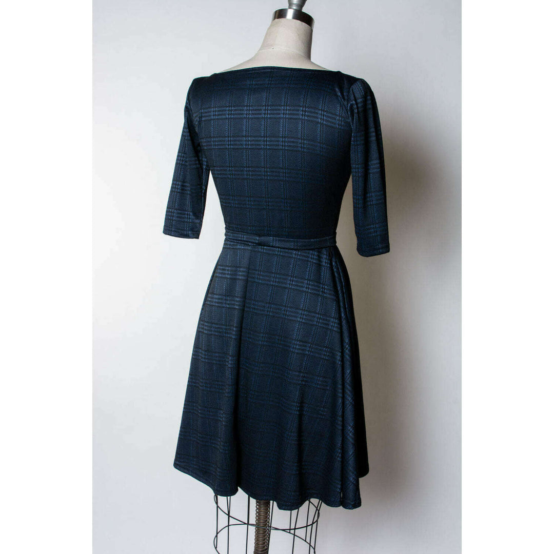 Josephina Dress- Black & Blue Plaid