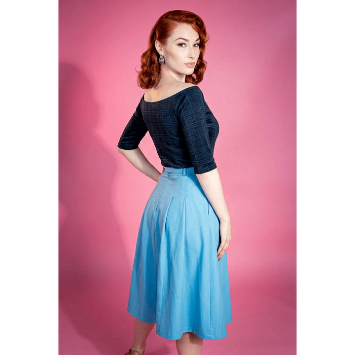 Josie Top- Black & Blue Plaid