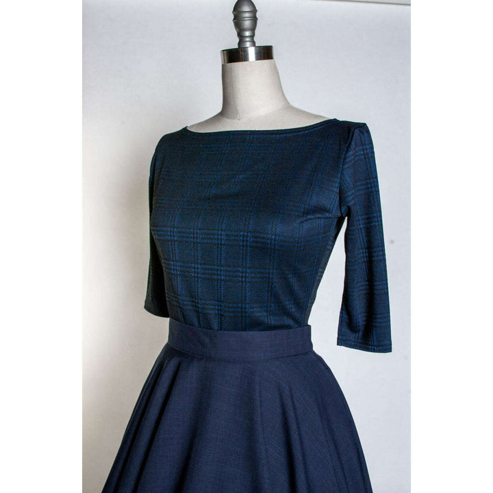 Josie Top- Black & Blue Plaid