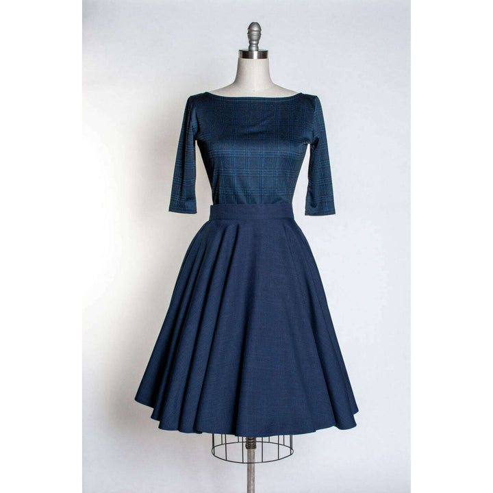 Josie Top- Black & Blue Plaid