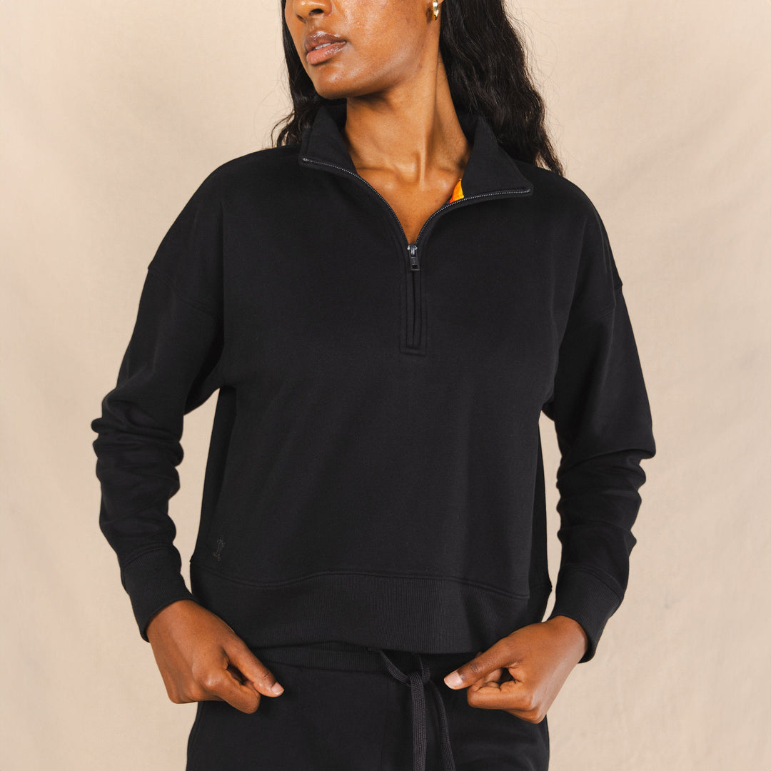 The Threat Level Midnight | Black Sexy Terry™ Women’s Half Zip