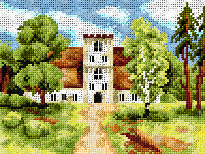 Needlepoint canvas for halfstitch without yarn Manor House in the Park 3566F