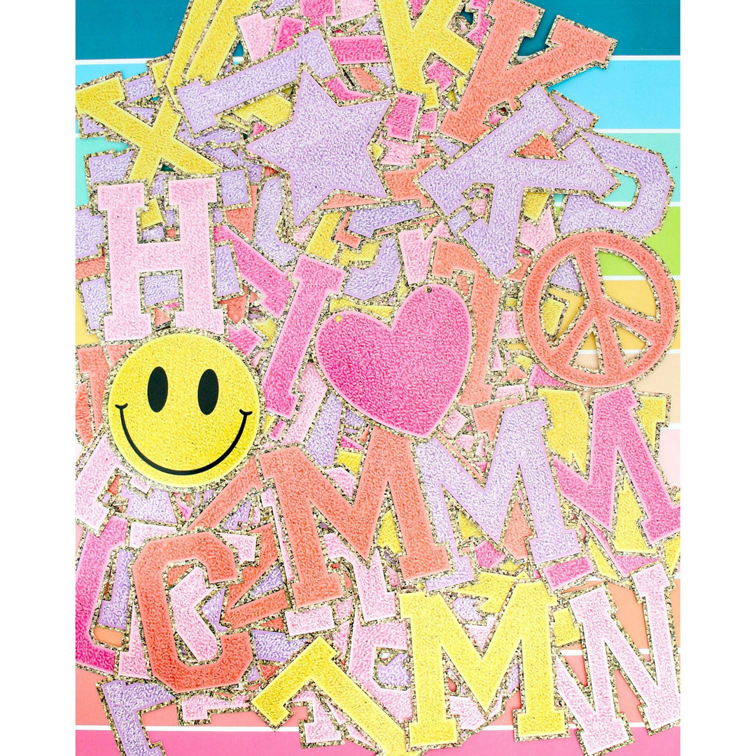 Varsity letter patch customizable paper garland - Pinks