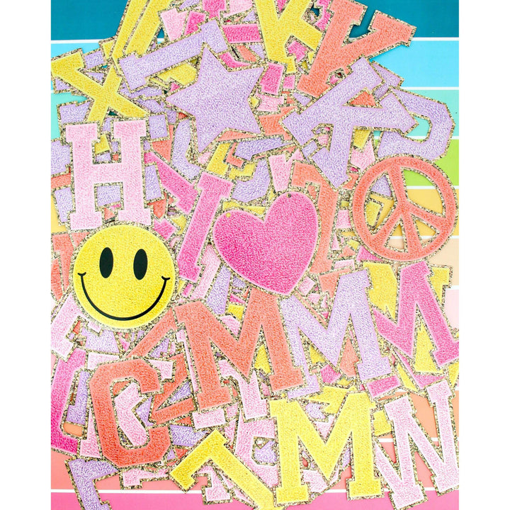 Varsity letter patch customizable paper garland - Pinks