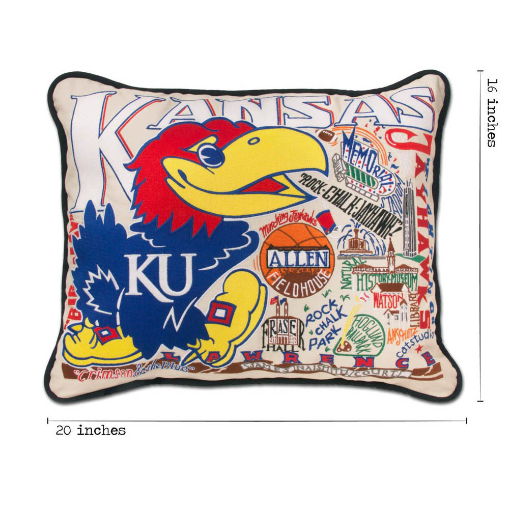 Kansas, University of Collegiate Hand-Embroidered Pillow